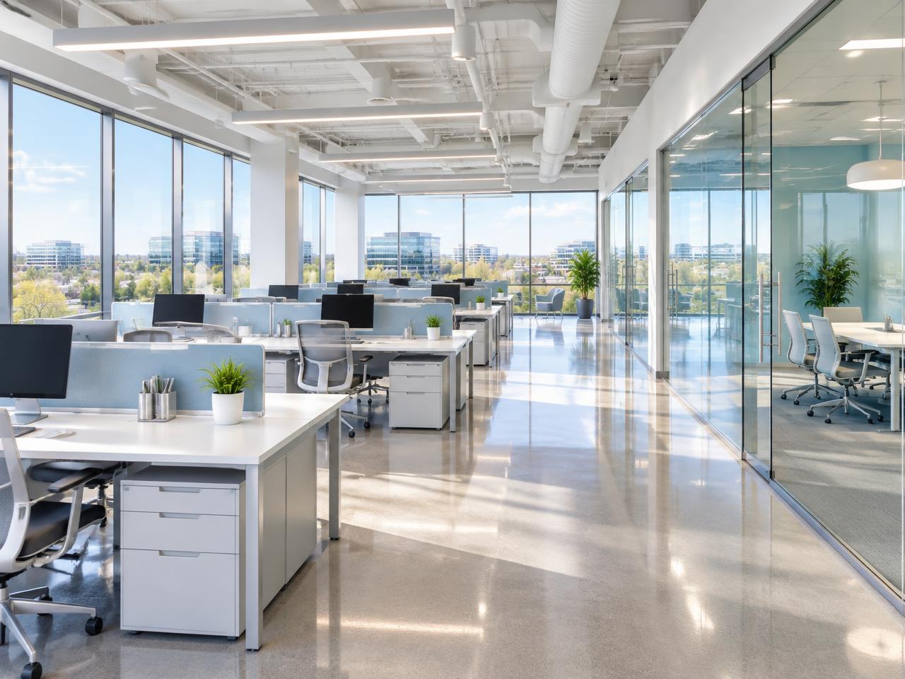 Clean open-plan office in a Mississauga business park