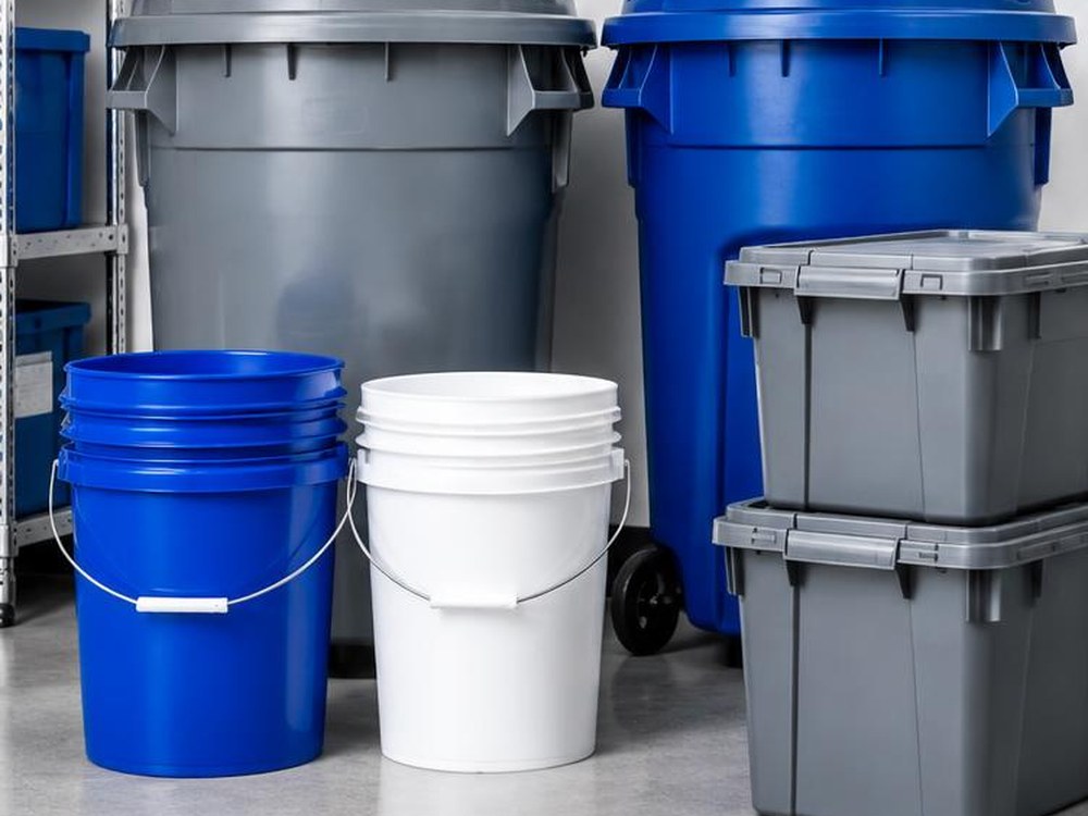 Trash Cans, Buckets & Containers