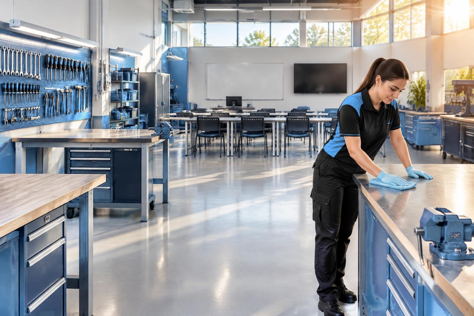 Arelli cleaner in a bright, spotless vocational schools & training centers space